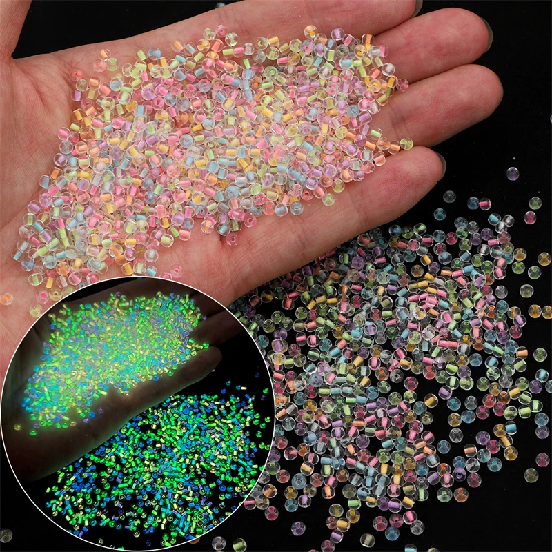 2/3/4mm Leuchtende Glasperlen (Nachts Leuchtende Samenperlen) - DIY Schmuckherstellung (Halskette/Armband) Handgefertigte Accessoires 1mm 11g/Beutel