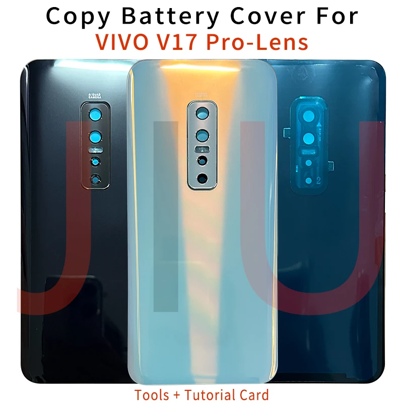 

6.44" NEW Glass Back Cover For Vivo V17 Pro v17 pro Rear Battery Housing Door With Camera Len Mobile Phone Replacement Case