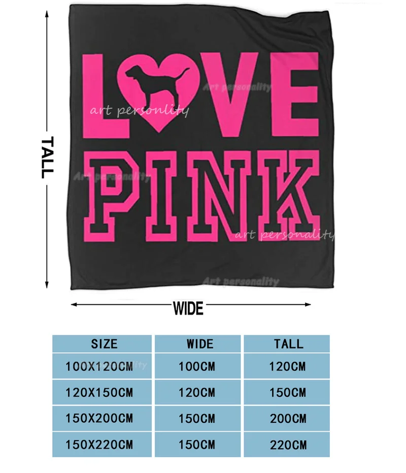 Pink Blanket Love Pink Dog Heart Adult Kids Fleece Blanket Ultra-Soft Micro for Couch or Bed Warm Throw Blanket for Girl Gifts 3