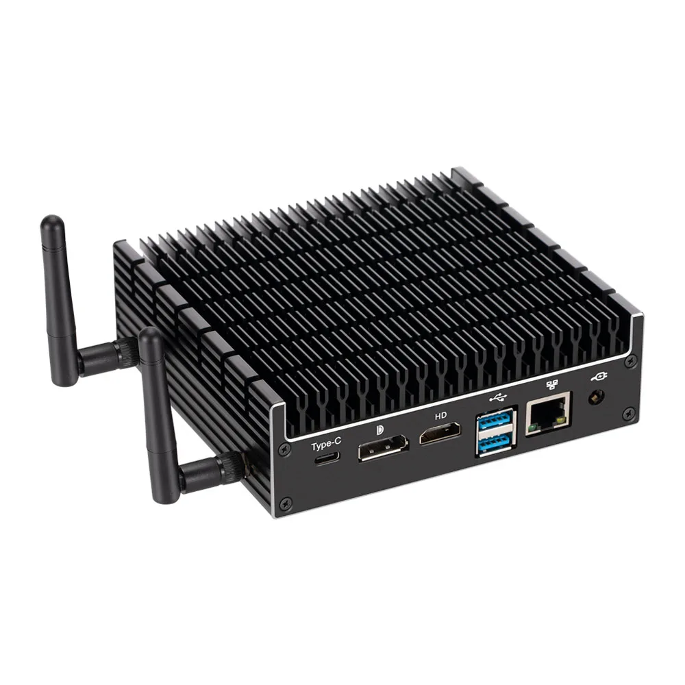 Yohirs Fanless Mini Pc Intel Core I7 10510U i5 10210U Full Aluminum Alloy Gamer Computer HDMI2.0 DP1.2 2x4K Display HDR TV Box 2