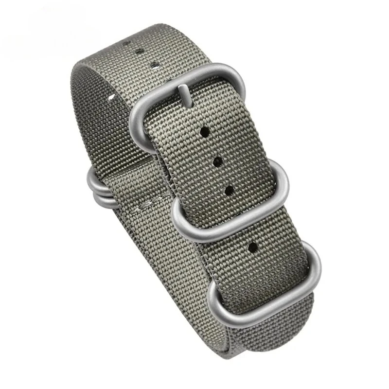 Military Style Woven Nylon Watch Band with Stainless Steel Buckle - Universal Replacement Strap