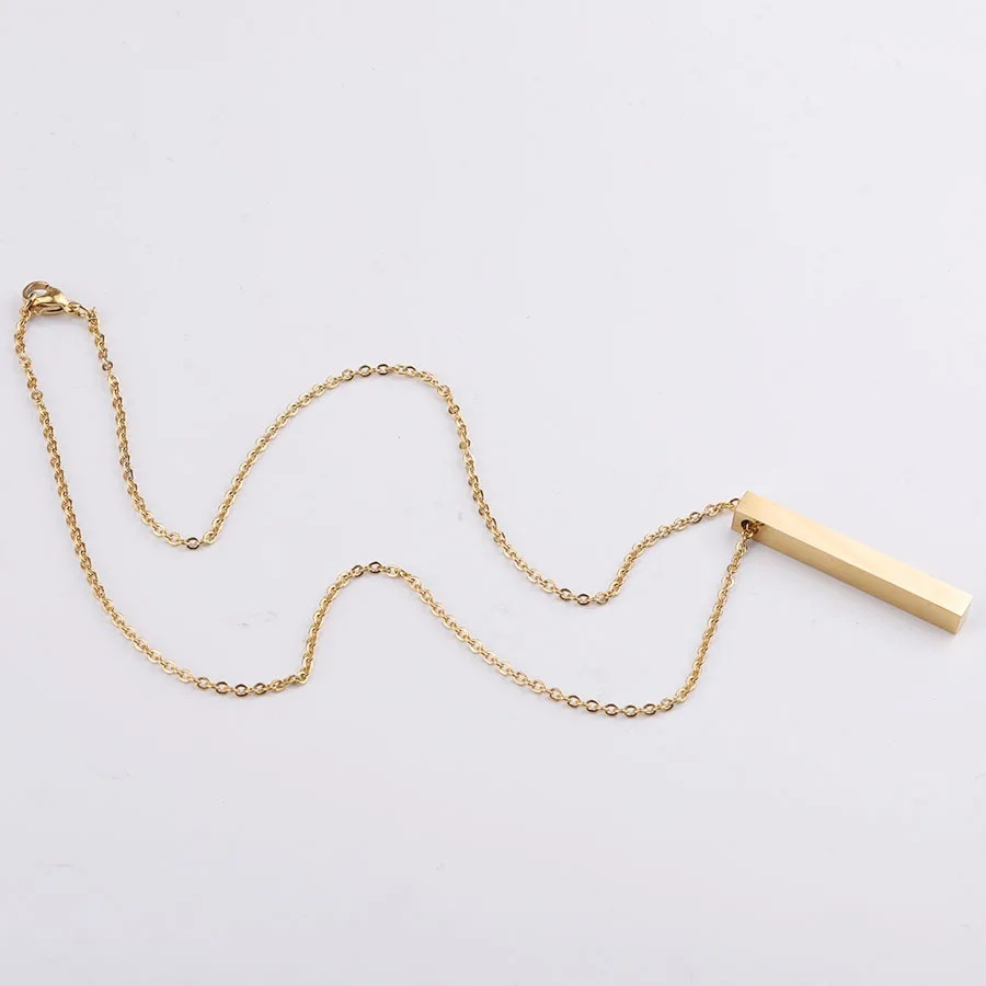 10Pcs 5*40mm 3D Bar Necklace Mirror Polish 316L Stainless Steel Unisex Necklace Jewelry 5 Colors with 45cm Long Chain Best Gifts