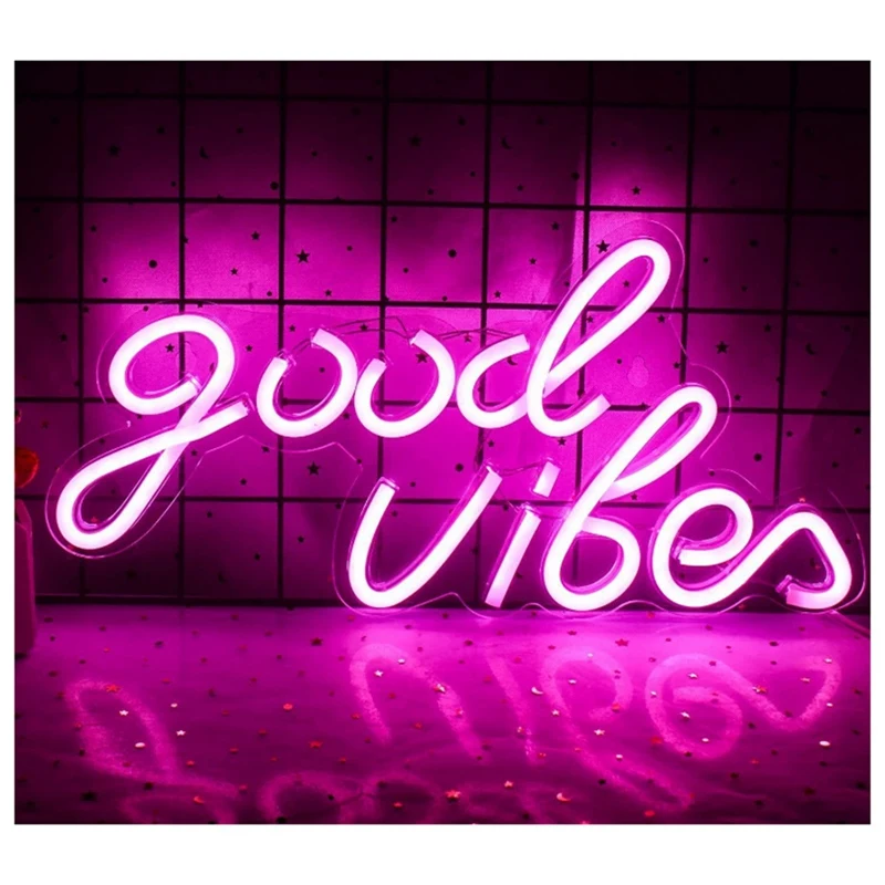 

Good Vibes Neon Sign Wedding Wall Hanging USB LED Neon Light For Bedroom Decoration Rooms Decor