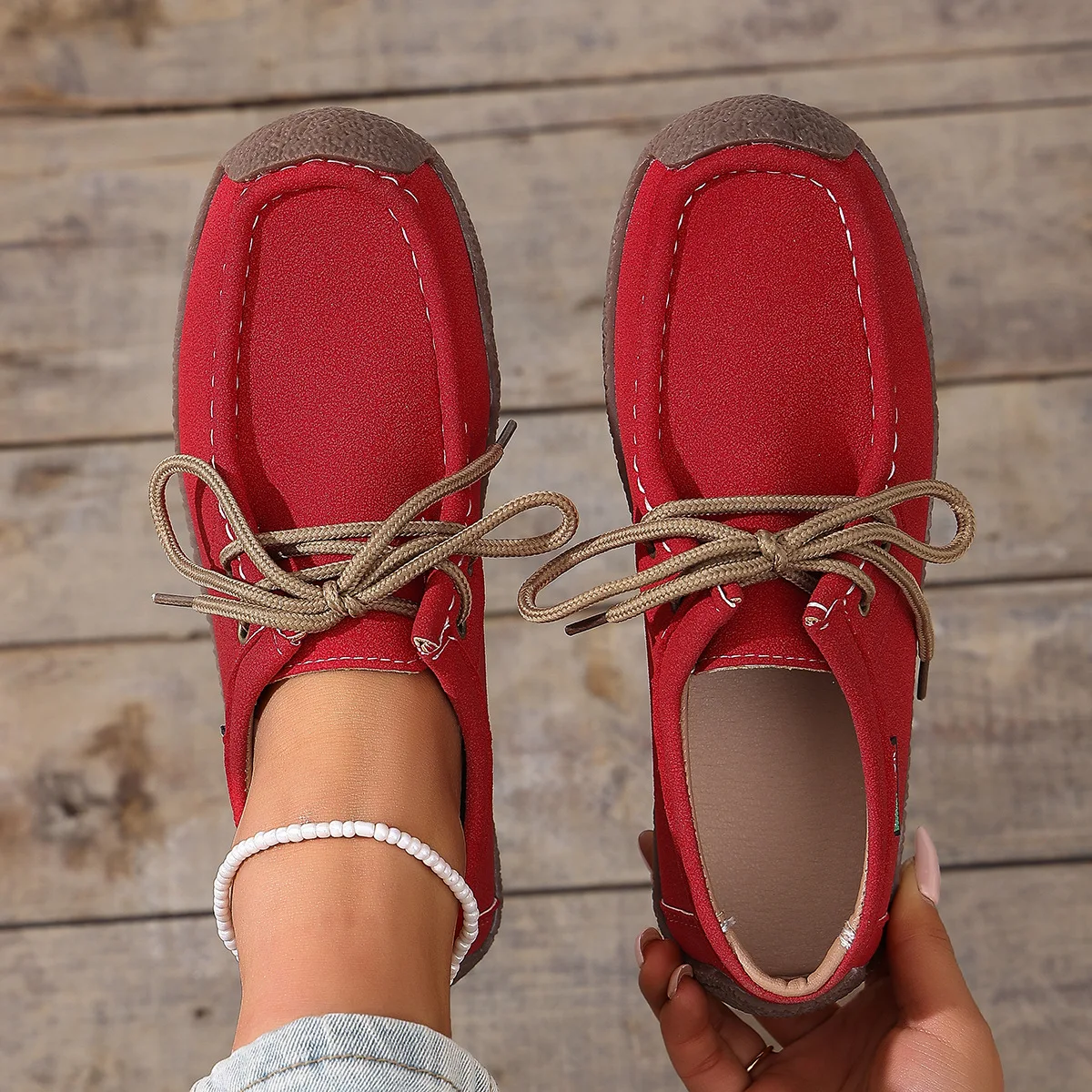 New Arrival Women Casual Shoes 2025 Suede Leather Flats Sneakers Lace Up Moccasins Ladies Shoes Fashion Loafers Plus Size 36-43