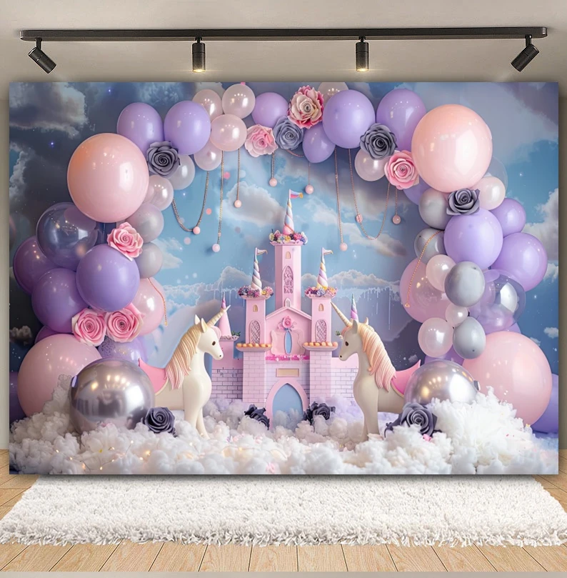 Newborn Baby 1st Birthday Photography Backdrop Balloons Tent Bear Cake Smash Kids Birthday Party Baby Portrait Background Props photo backdrop photo wallpaper photo reflector props
