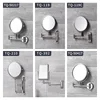 Wall Mounted Folding Arm Extend Bathroom Mirror Magnification Double Side Touch Dimming Makeup Mirrors Round Vanity Mirror 4