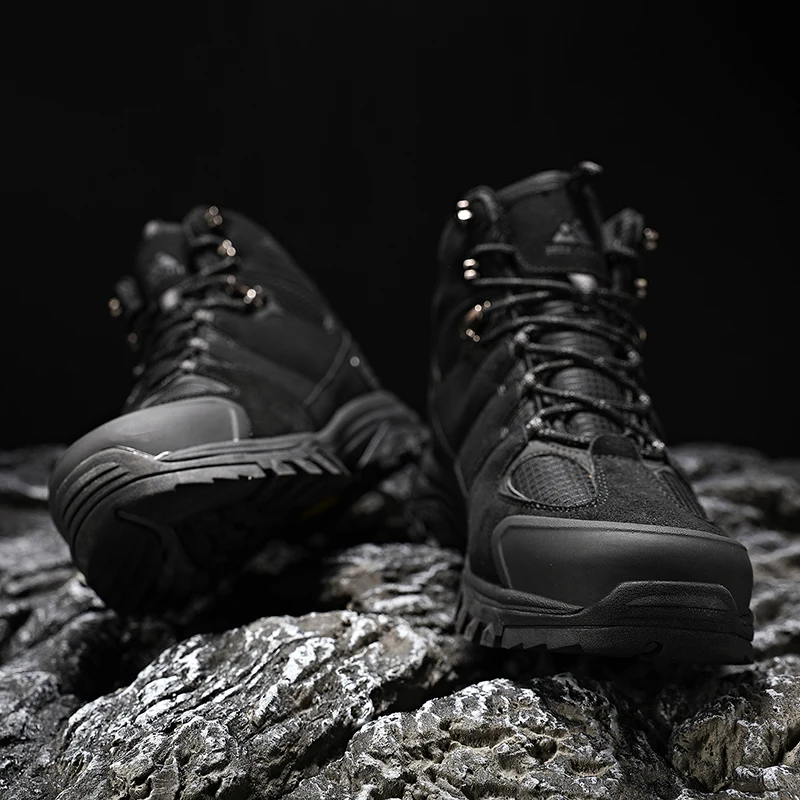 HIKEUP High-Top Männer Wanderschuhe Winter Outdoor Schuhe Schnüren Rutschfeste Sport Casual Trekking Stiefel Mann Wildleder warme Schuhe – Detail 23