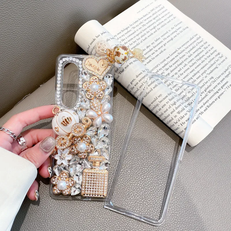 Rhinestone Cover For Samsung Galaxy Z Fold 5 4 3 2 6 Diamond Housing Mobile Protector Luxury Woman Case Telefon Celular
