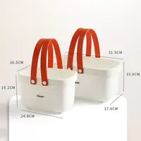 with Handle Bath Basket Large Capacity Hollow Out Plastic Storage Baskets Stackable Toiletry Organizer Kitchen 6