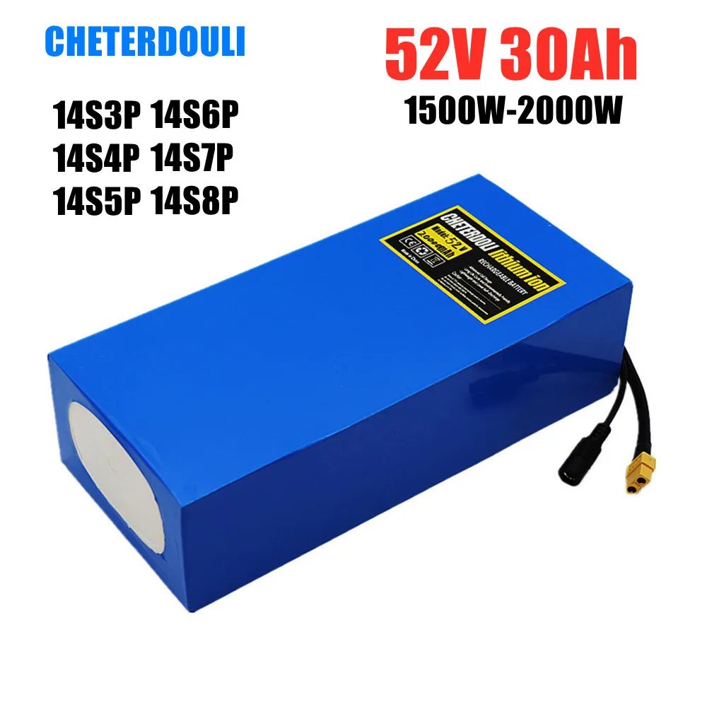 

Aleaivy 52V Ebike Battery 30Ah 40Ah 21700 Lithium Li-ion Battery Pack For 1500W 2000W Electric Bike Electric Scooter With BMS