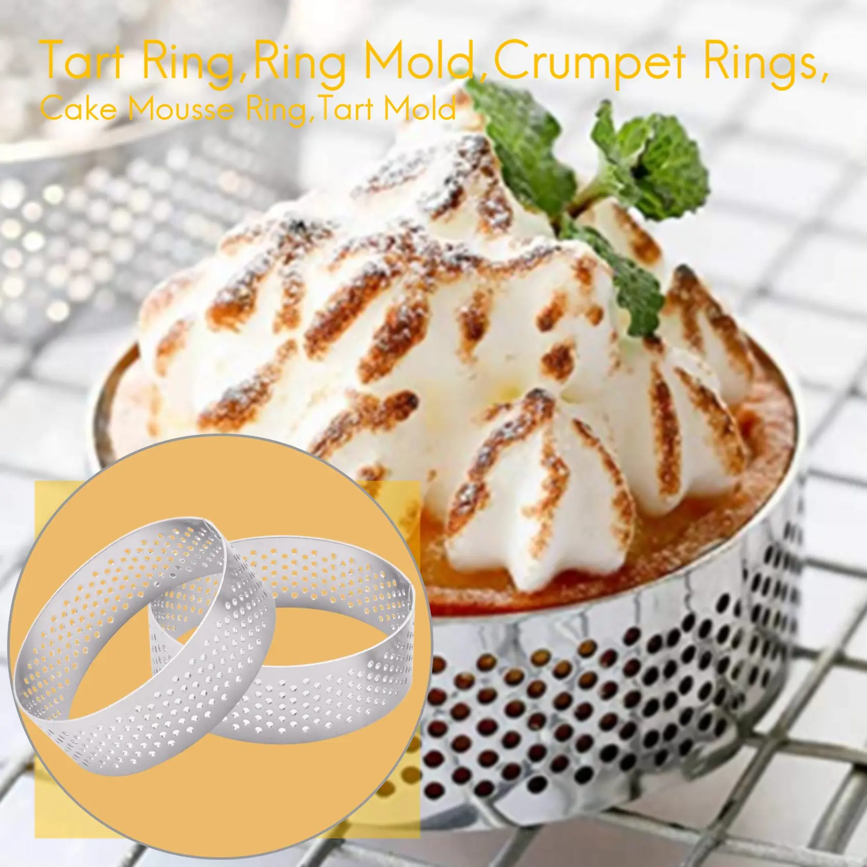 

8Pcs Stainless Steel Tart Ring, Heat-Resistant Perforated Cake Mousse Ring Round Double Rolled Tart Ring Metal Mold 6cm