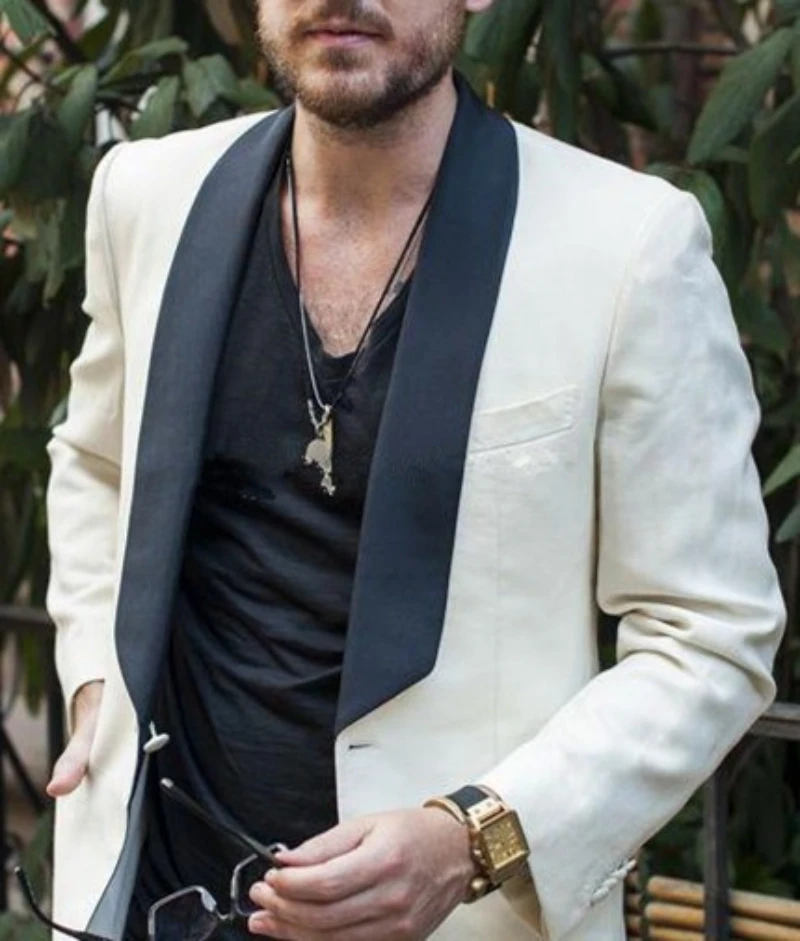 Simple Stylish Casual Men's Black Lapel Slim Fit Suits Custom Made Groom Prom Terno Masculino Suit  2 Pieces (Jacket+Pant)