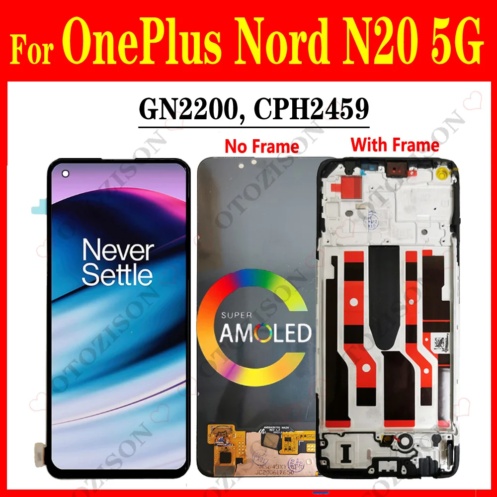 Lcd Per Oneplus Nord N20 5G Lcd Con Cornice Gn2200 Cph2459 Schermo Touch Digitizer Assembly Sostituzione 1 + Nord N20 5G Lcd