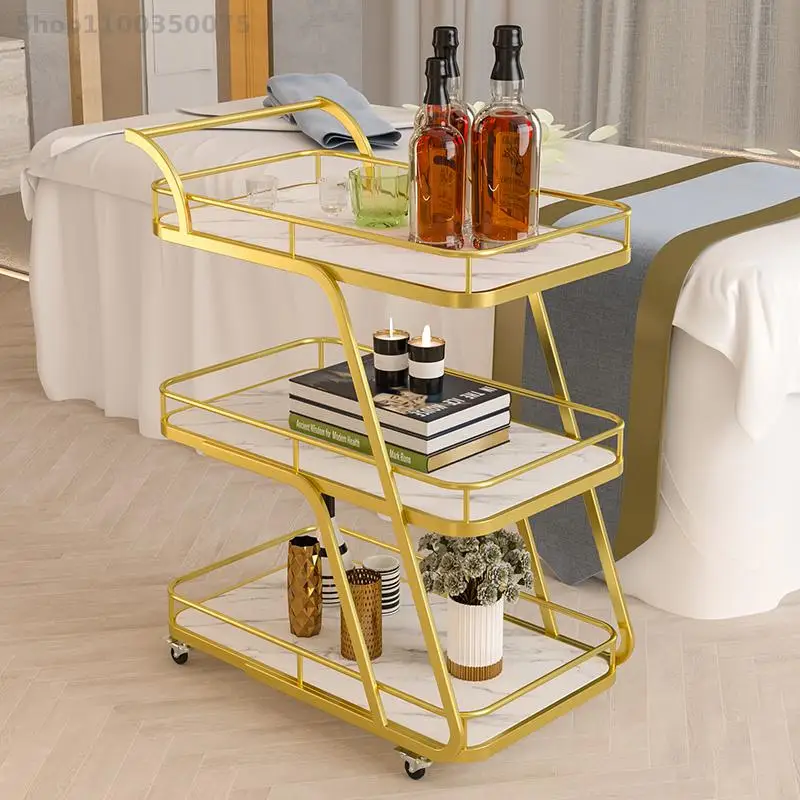 Nordic hotel wine and tea cart trolley commercial restaurant mobile food delivery car mute household trolley rack