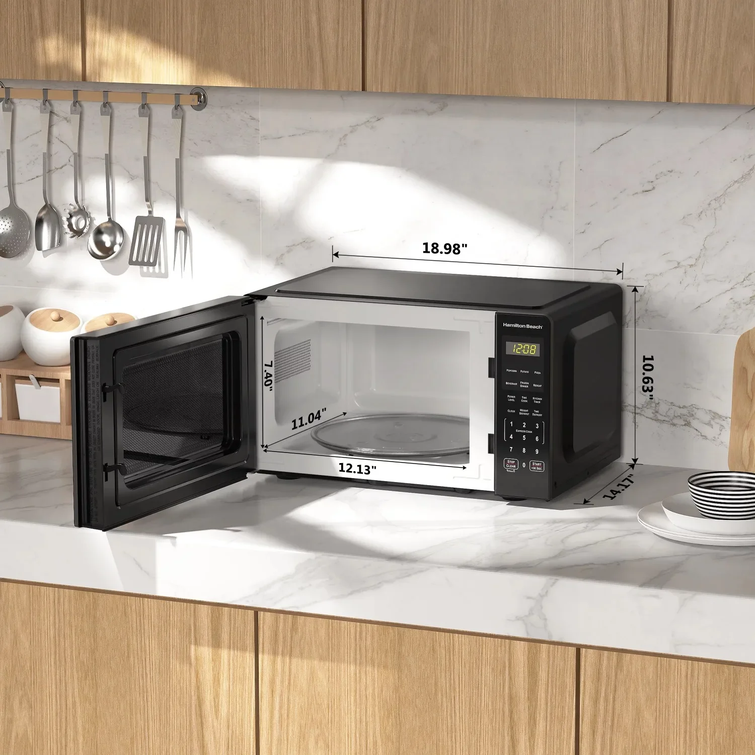Countertop Microwave Oven, 900 Watts, Stainless Steel