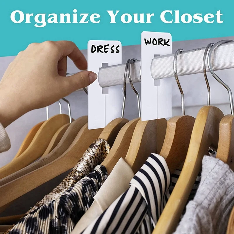 AT44-180 Closet Dividers For Hanging Clothes- Rectangle Clothing Size Dividers,White Closet Divider Set With Marker
