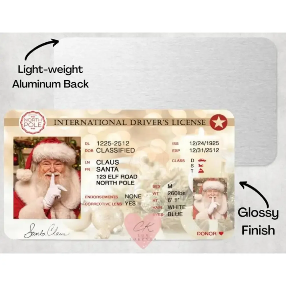 Card Santa Claus Flying Licence Christmas Eve Driving Licence Christmas Gift for Children Kids Decoration