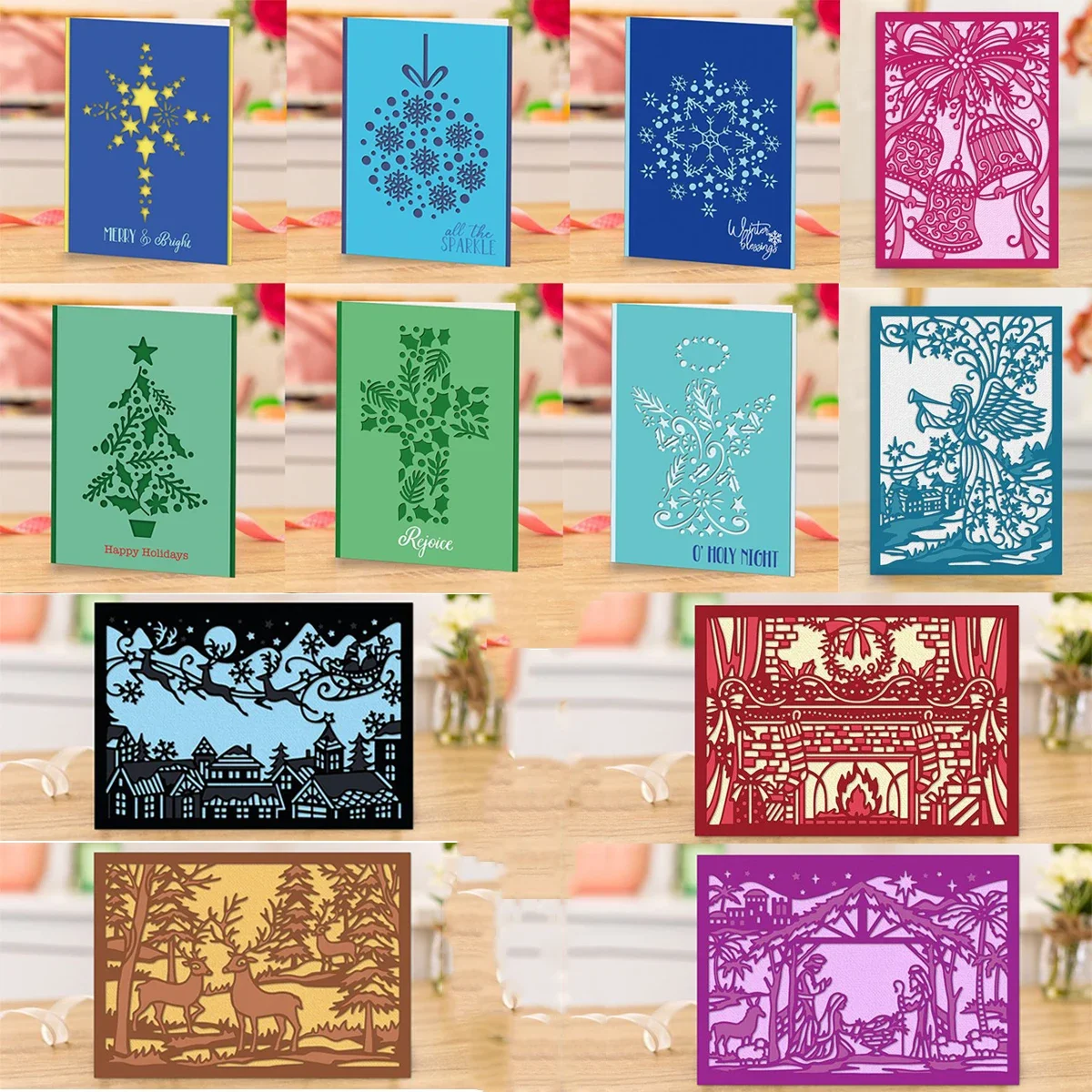 Mmao Crafts Metall-Stahl-Stanzformen, neue verschiedene Weihnachtsrahmen-Schablonen für DIY Scrapbooking, Papier/Fotokarten, Prägestempel