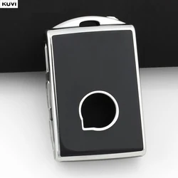 Premium Leather Car Key Case Cover with Keychain & Keyring Accessories (Black)