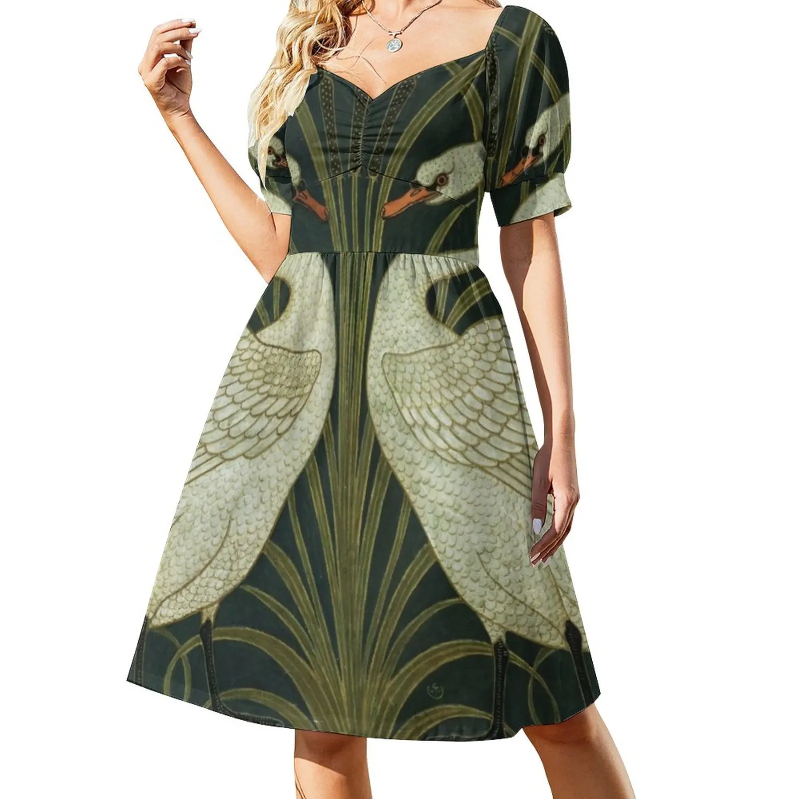 

Art Deco - Swan, Rush, and Iris Sleeveless Dress summer woman dress 2024 elegant dresses for women