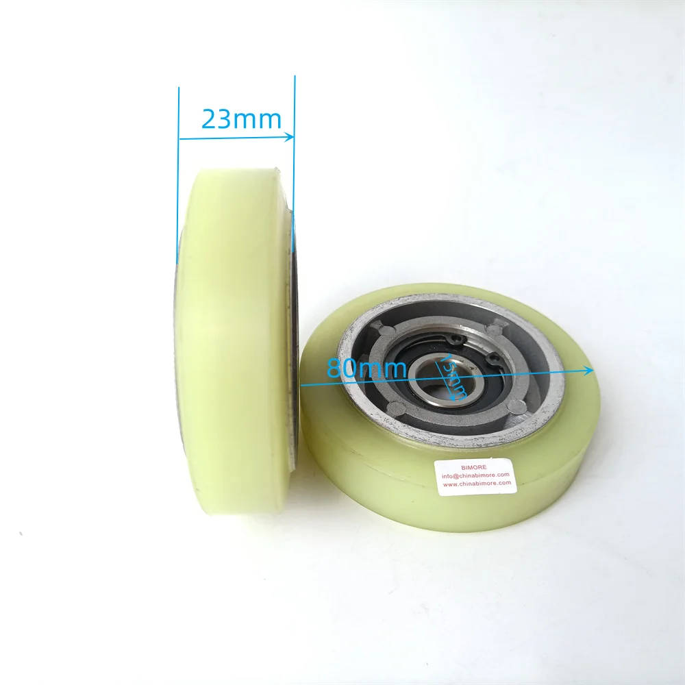 80*23*6202 Escalator Accessories Step Wheel Aluminum Core Roller OD 80mm W 23mm Bearing 6202RS