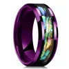 91981-70a6e9.jpg Bagues en titane et acier pour hommes, couleur violette, incrustation de coquille d'ormeau colorée, anneaux en acier inoxydable pour hommes, bijoux de mariage