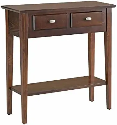 

Two Drawer Sofa Table Hall Console with Shelf, Chocolate Oak, 11 in x 30 in x 30 in (D x W x H) Linlamlim pillow cover