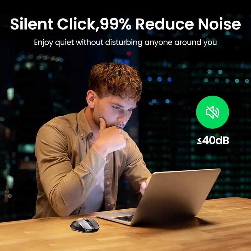 Top Início Saleuugreen Mouse Ergonômico sem Fio 4000 Dpi Silencioso Botões para Macbook Tablet Portátil Mudo Ratos Silencioso 2.4g Mouse - Imagem 3