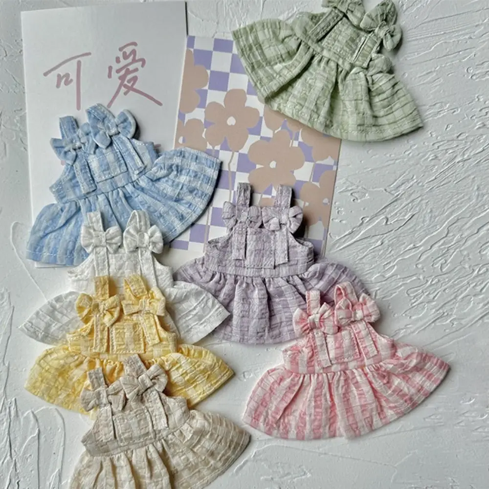 Bow Doll Dress Up Clothes Plaid Cotton Cute Exquisite Doll Skirt Cute Mini Kawaii Mini Doll Skirt Toys