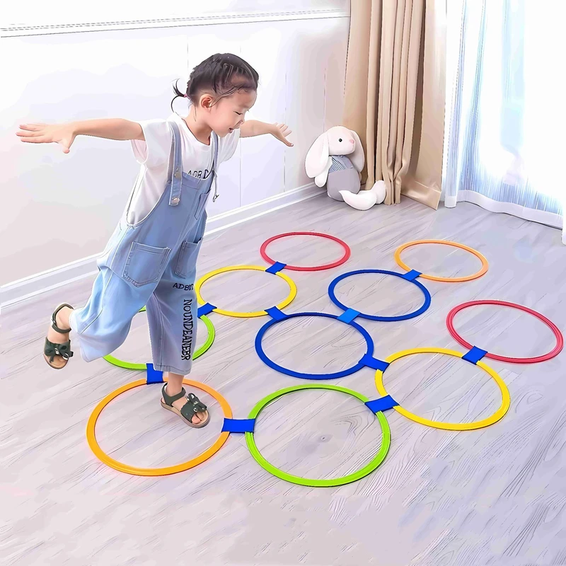 Jump ring game set Outdoor Kids Jump Ring Game Set 10 Hoops & 10 Connectors for Boys Girls Fun Physical Training Sport Toys for Park Play