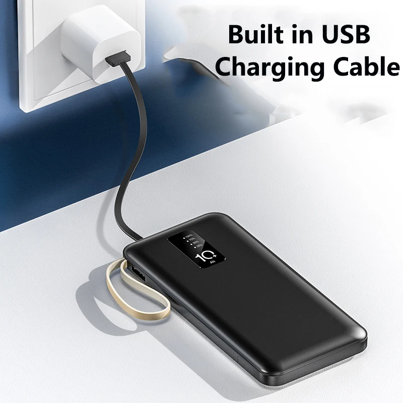 Power Bank 20000mAh Built In Cable Portable Charger Mobile Phone External Battery Fast Charger Powerbank For IPhone 16 Xiaomi Mi_voghion.com