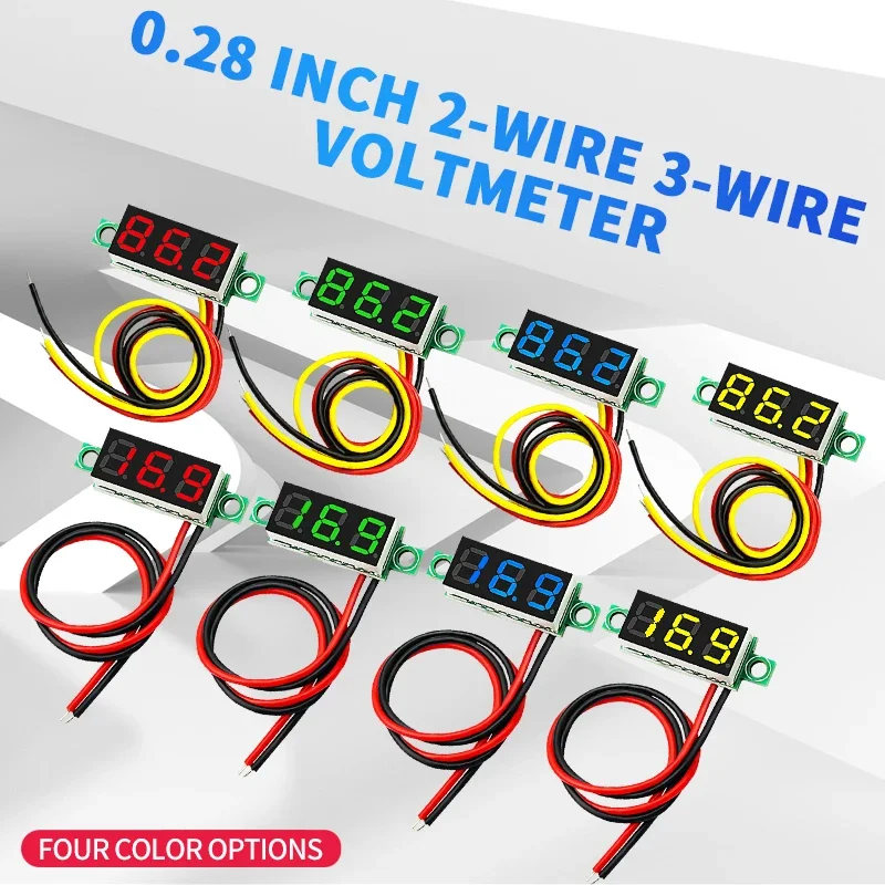 0.28 Inch Two-Wire Three-Wire DC LED Digital Display Voltmeter 0-100V 2 ...