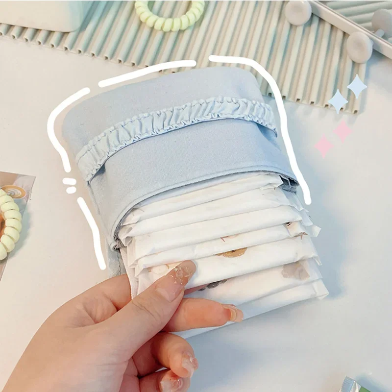 Cute Women Sanitary Napkin Tampon Storage Bag Sanitary Pad Pouch Portable Makeup Bag Lipstick Key Earphone Data Cables Organize
