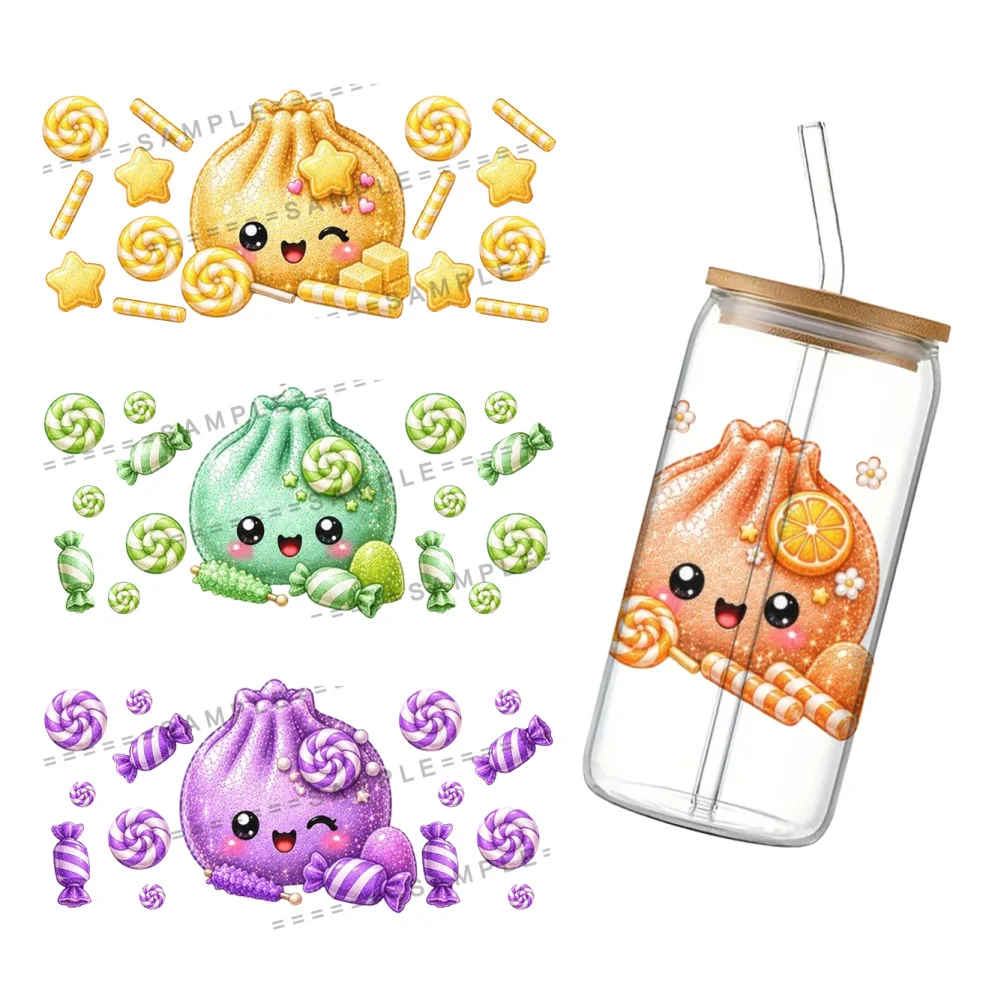Charming Cartoon Bao Buns Waterproof UV DTF Sticker Wraps for Glass Cups and Phone Cases