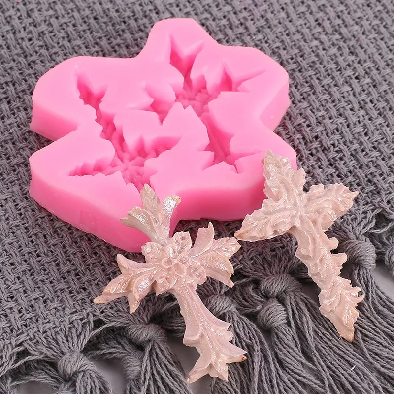 Double Hole Cross Liquid Silicone Mold DIY Church Fondant Cake Craft Chocolate Dessert Pastry Decorative Kitchen Baking Tools