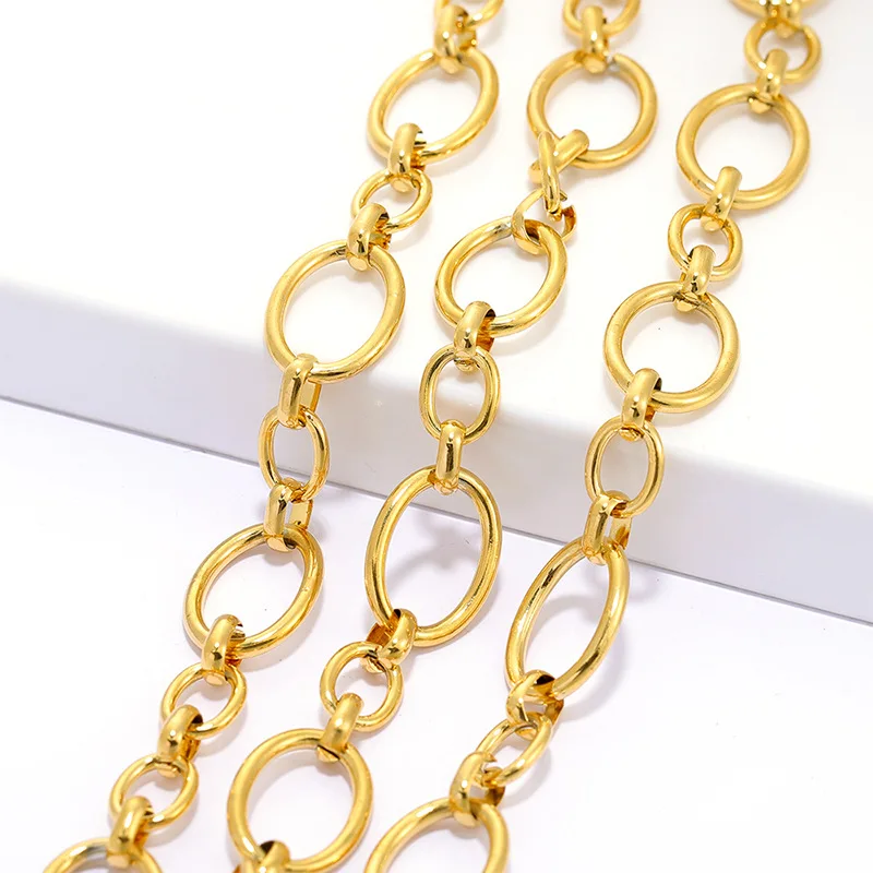 

1M Stainless Steel Gold Plated 16mm Heavy Round Circle Chains Bold O-chain For DIY Jewelry Making Necklaces Findings Supplies