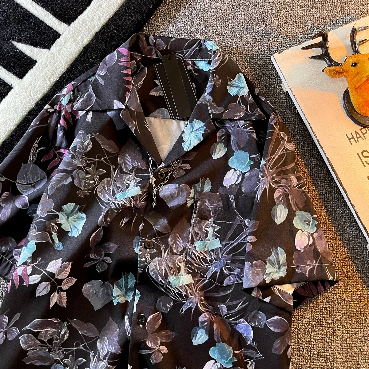 Multi Color Shirt for Men Summer Beach Cuban Neck Short Sleeve Shirt Japanese Streetwear Hip Hop Loose Harajuku Hawaiian Style