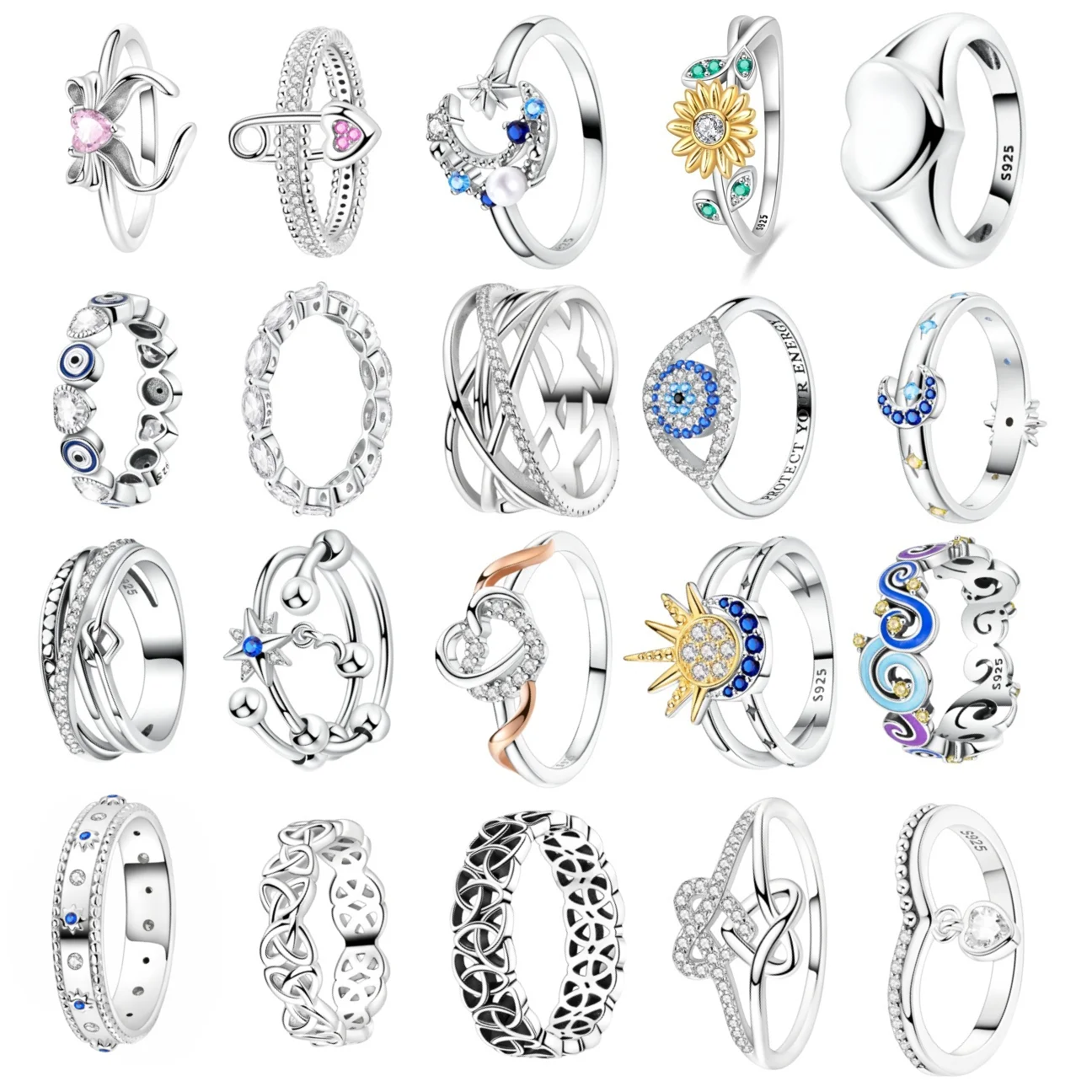 925 Silver Double Heart Zircon Ring Finger Wedding Ring DIY Women Fine Jewelry Gift Valentine's Day Silver heart ring,Silver rings,Silver ring,Wedding rings