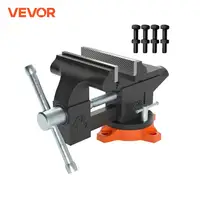 VEVOR Bench Vise 4.5" 6" 6.5" Multipurpose with Swivel Base & Anvil Heavy Duty Cast Iron for Drilling, Conduit Cutting, Sanding 1