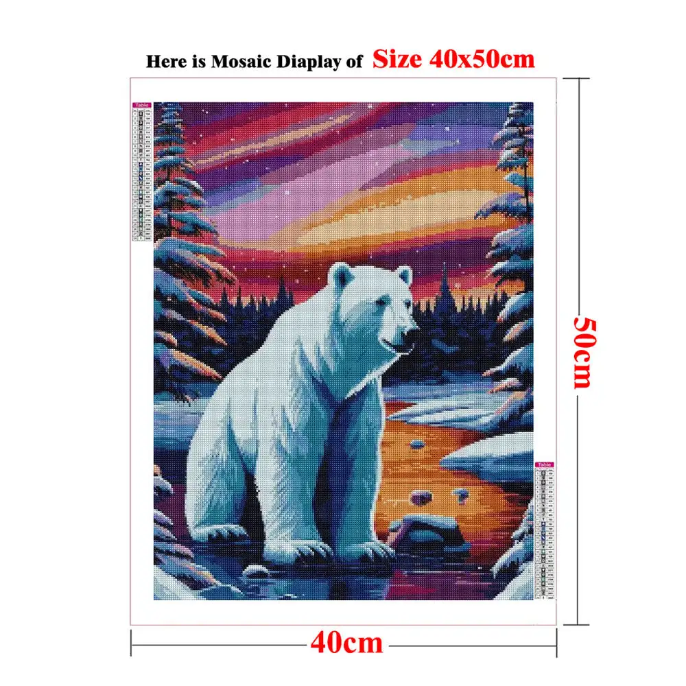 번호 키트로 5D DIY 다이아몬드 페인팅 북극곰, 백곰 및 새끼 아트 페인트(다이아몬드 아트 포함) 침실용 풀 드릴