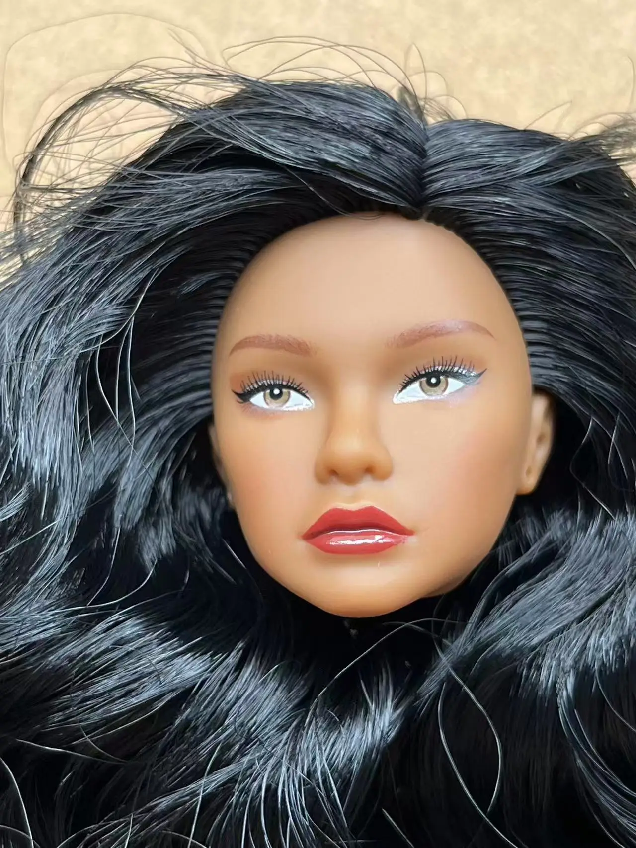 1/6 Coffee Beige Superwhite Skin Doll Heads Candy Color Hair Heads Collective Female Doll Figure Toys