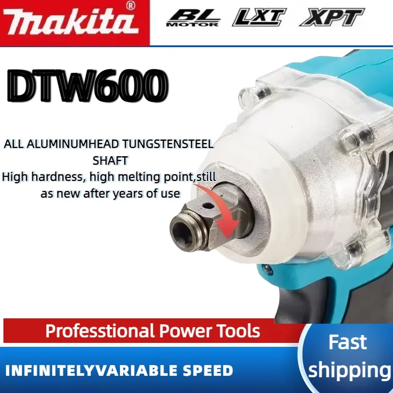 Makita DTW600 18V /20V 무선 임팩트 렌치 고 토크 브러시리스 전기 렌치 충전식 자동 수리 전동 공구