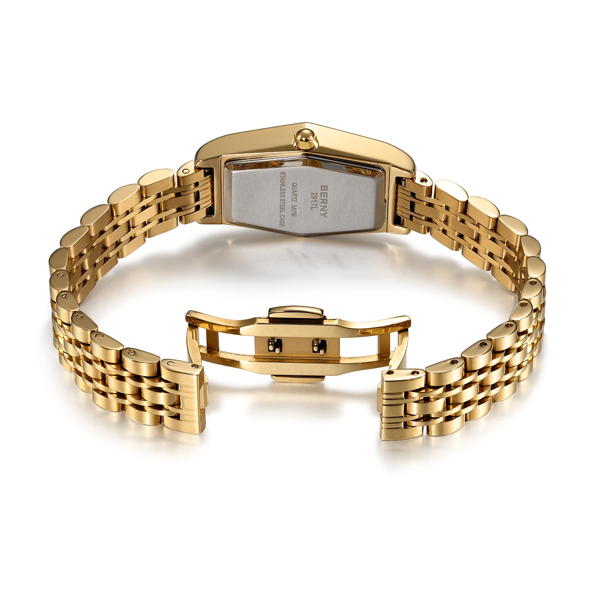 Berny Ladies Wristwatch Gold Texture Diamond Watch Women Quartz Watches Luxury Stainless steel High Accuracy Waterproof Watches