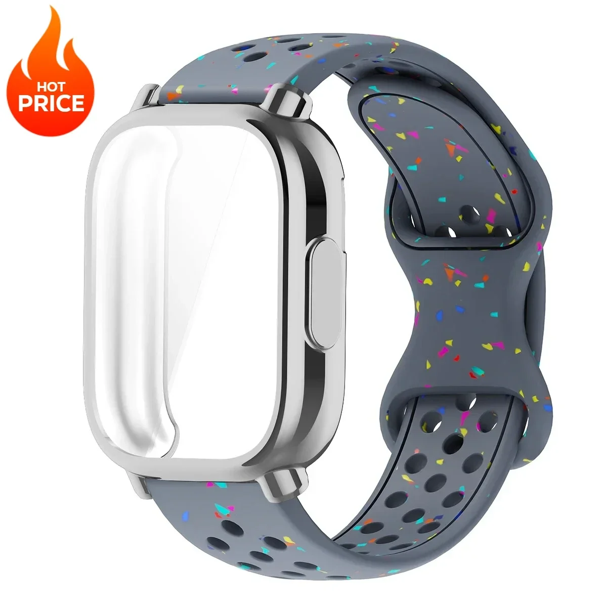 Enhanced Silicone Strap and TPU Protector Case for Full-Screen Coverage - Breathable Sports Band Design
