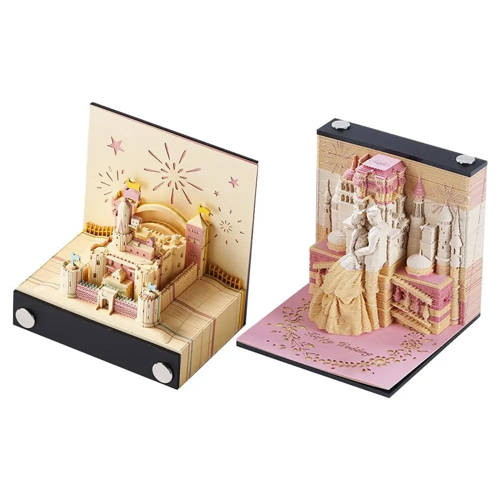 

Creative 3D Paper Carving Art Castle Notepad Home Desk Decoration Ornaments Gifts Calendar Planner Memo Pad DIY Sticky Notes