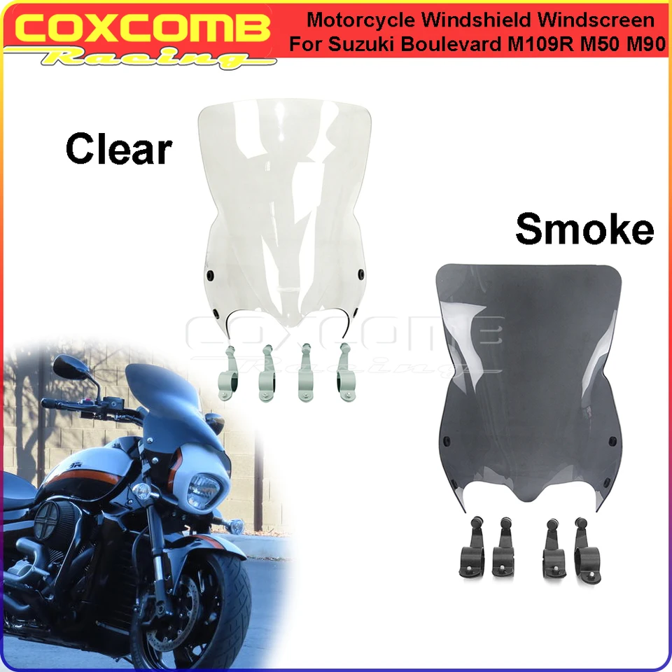 Universal Motorcycle Windshield Universal Motorcycle Windscreen Spoiler - Adjustable  Windshield Deflector For Suzuki Boulevard M109R M90 Riding Comfort, image size:960x960