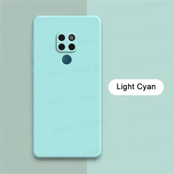 Elegant Soft Candy Silicone Phone Case - Stylish Square Design for Mate 20 (MF Light Cyan)