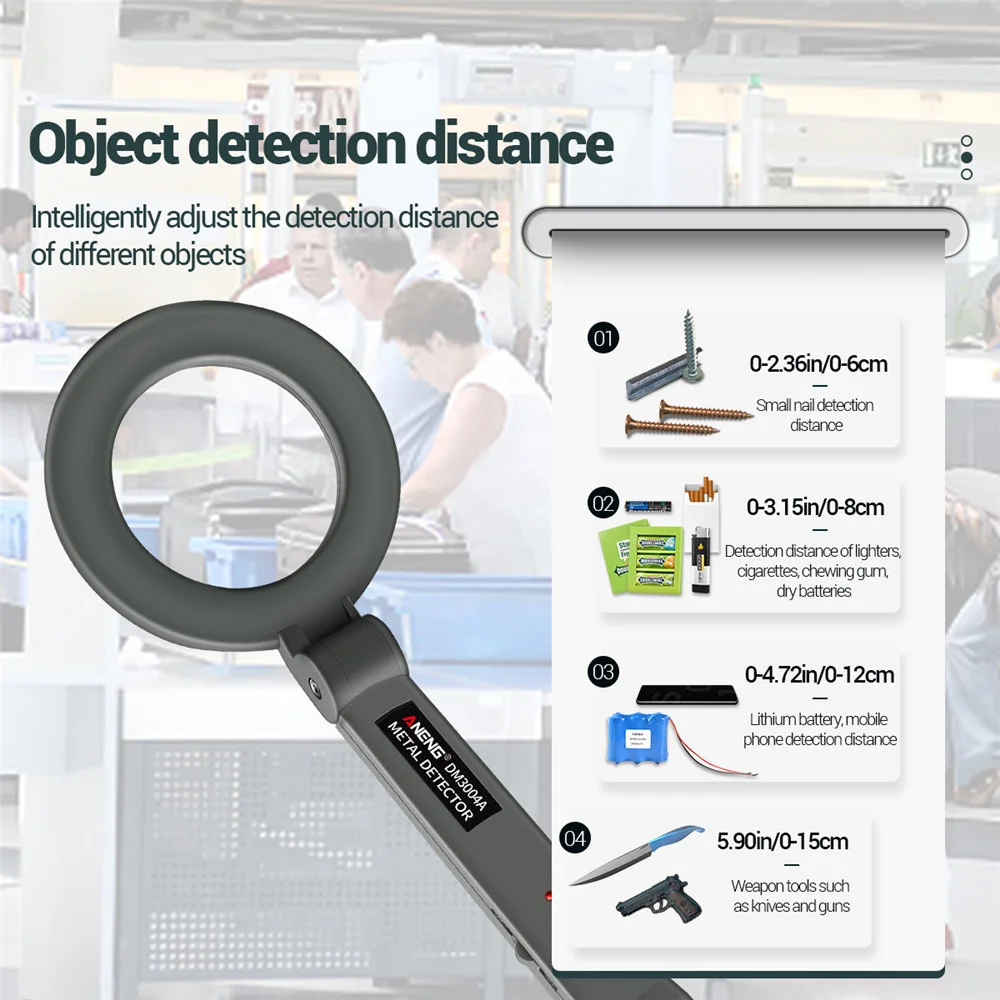 Metal Detector DM3004A Handheld Alarm High Sensitivity Metal Scanner Security Checker Pinpointer Search Coil Metal Detect