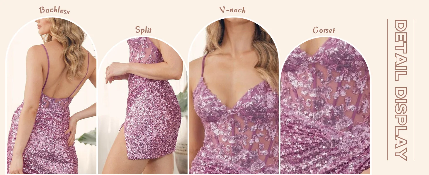 Vestidos de fiesta de graduación con lentejuelas brillantes para adolescentes 2024, cortos, ajustados, con apliques, minivestido formal