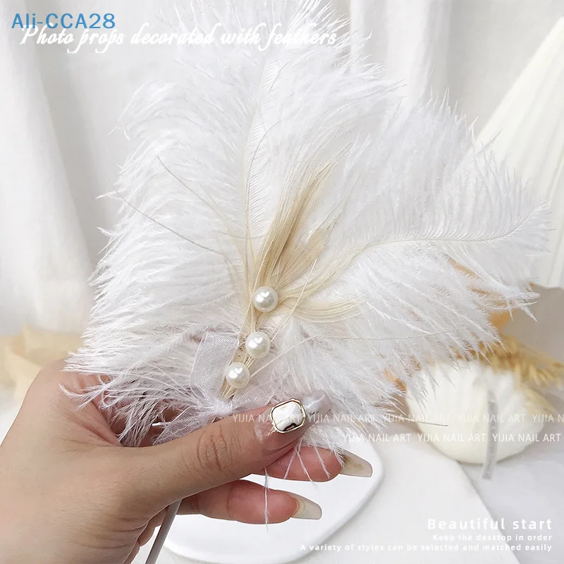 

Nail Enhancement Photography Prop Decoration Feather Decoration Pearl Inlay Handheld Shooting Decoration Background Net Red